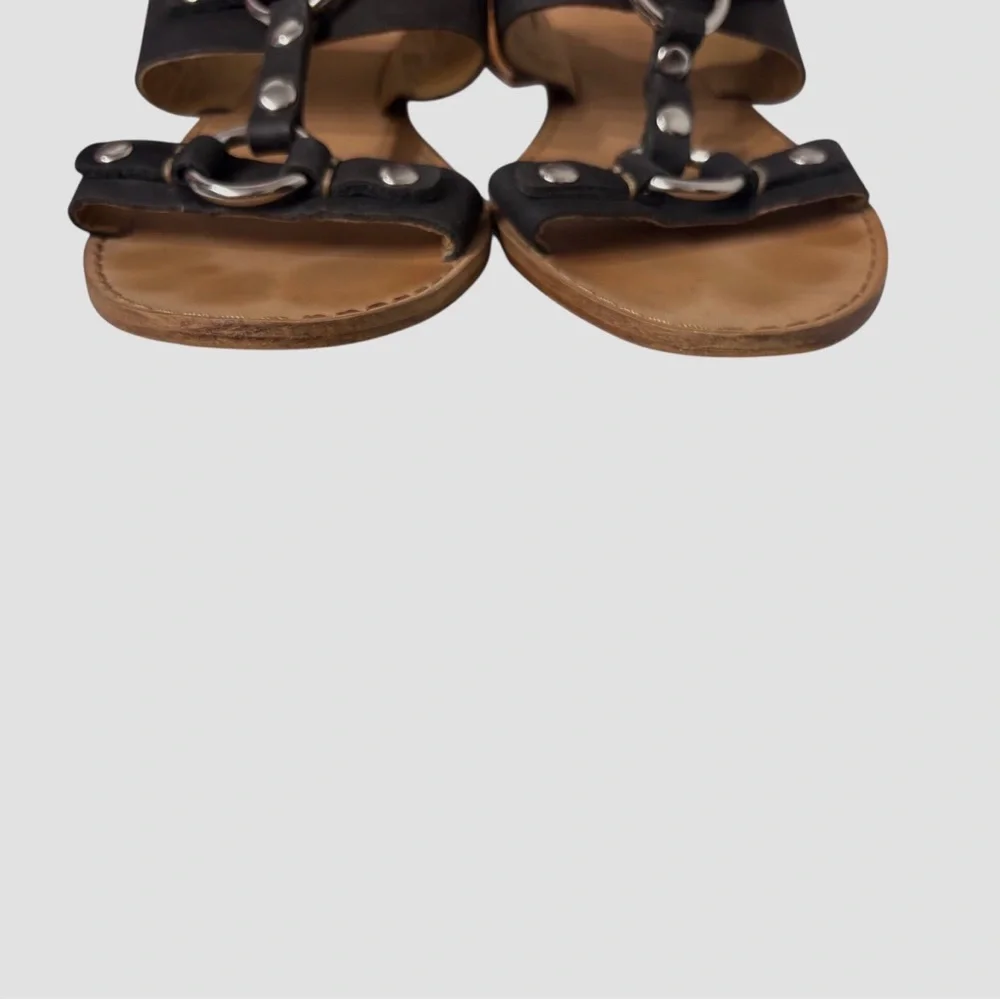 Latigo Rush Black Leather Women's Sandals Block Heel Slip-On Leather Sandals
